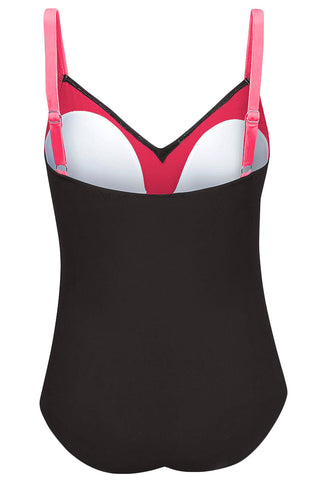 Rose Pleated Cross Wrap Front One Piece Swimsuit