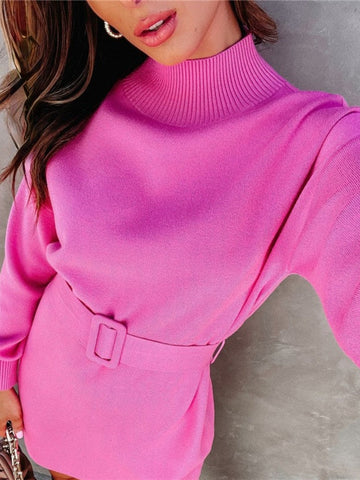 Keagan Belted Knit Sweater Dress