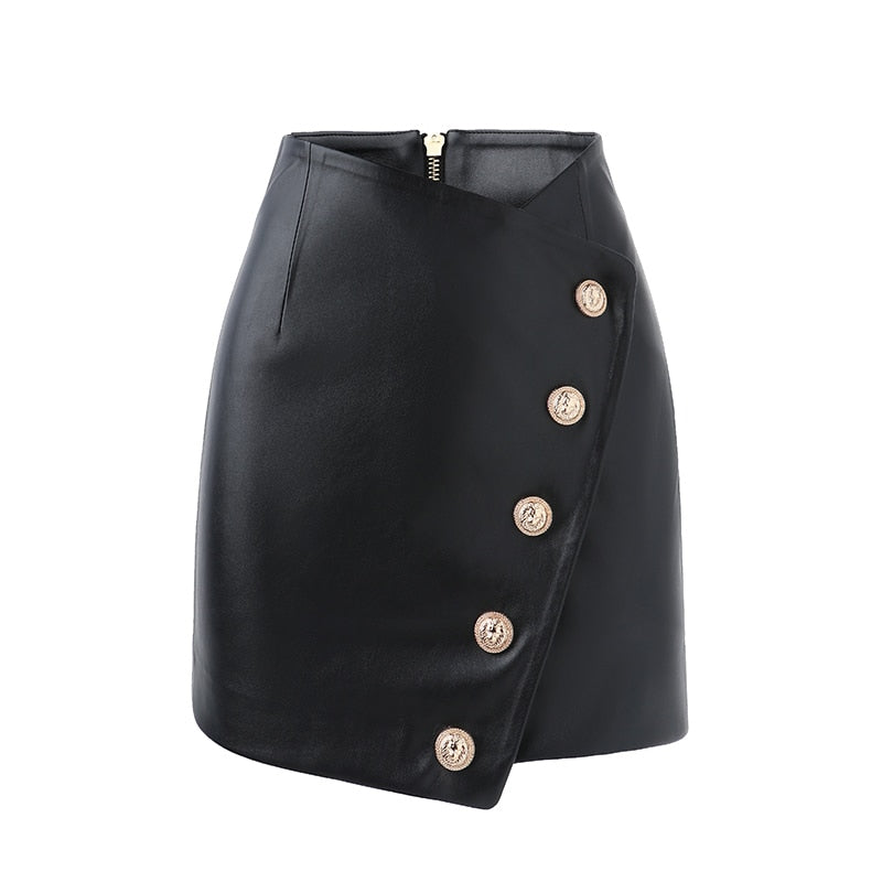 Saanvi Asymmetrical Vegan Leather Skirt