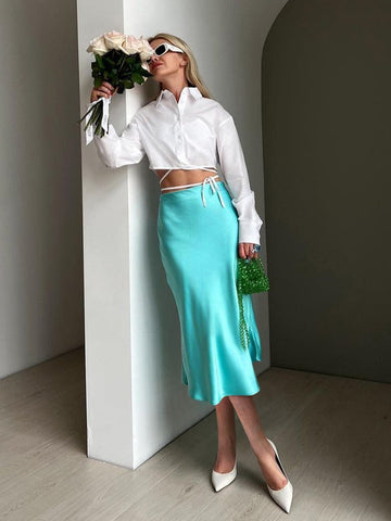 Josephine Satin Midi Skirt