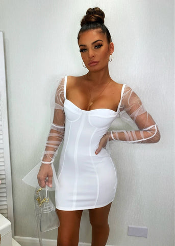 Arletta Sexy Mesh-Kleid mit Puffärmeln