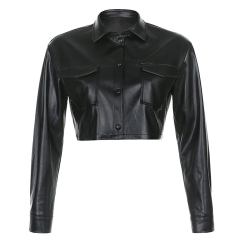 Ash Cropped Vegan Leather Jacket