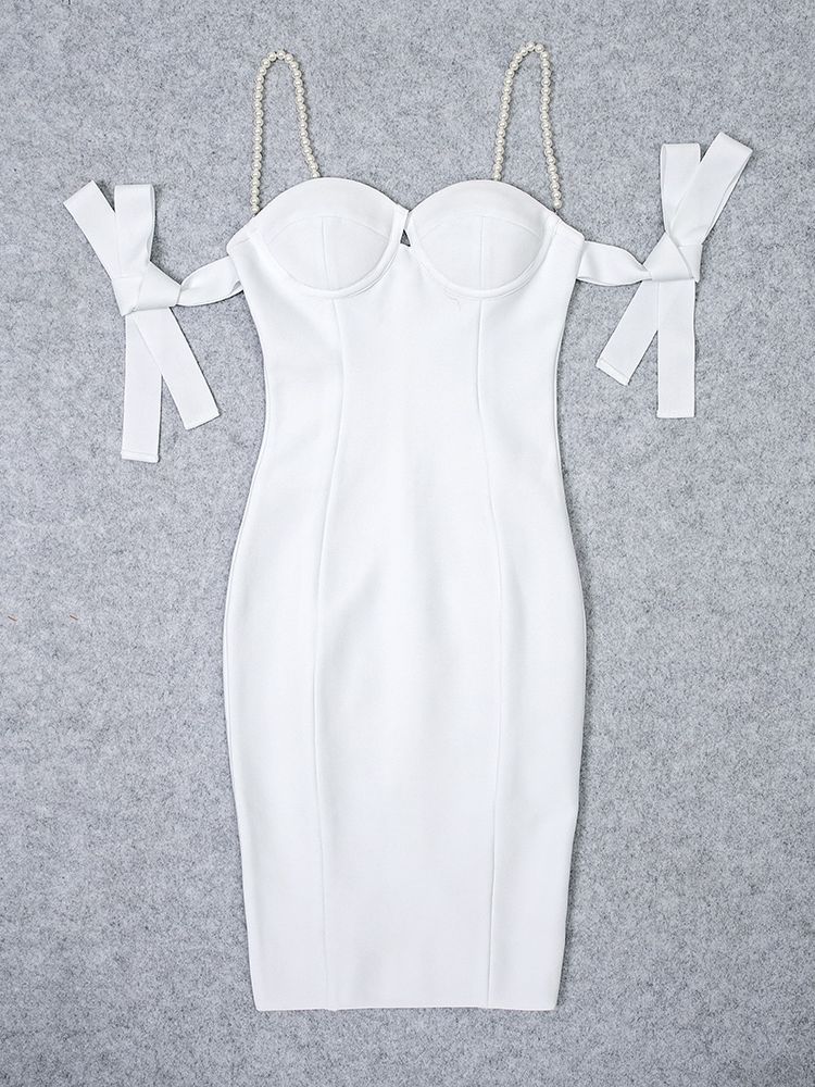 Jewel Bandage Pearl Straps Dress