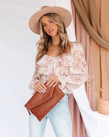 Start Living Floral Smocked Ruffle Crop Blouse