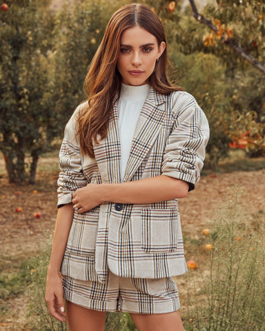 Sylvan Pocketed Plaid Blazer