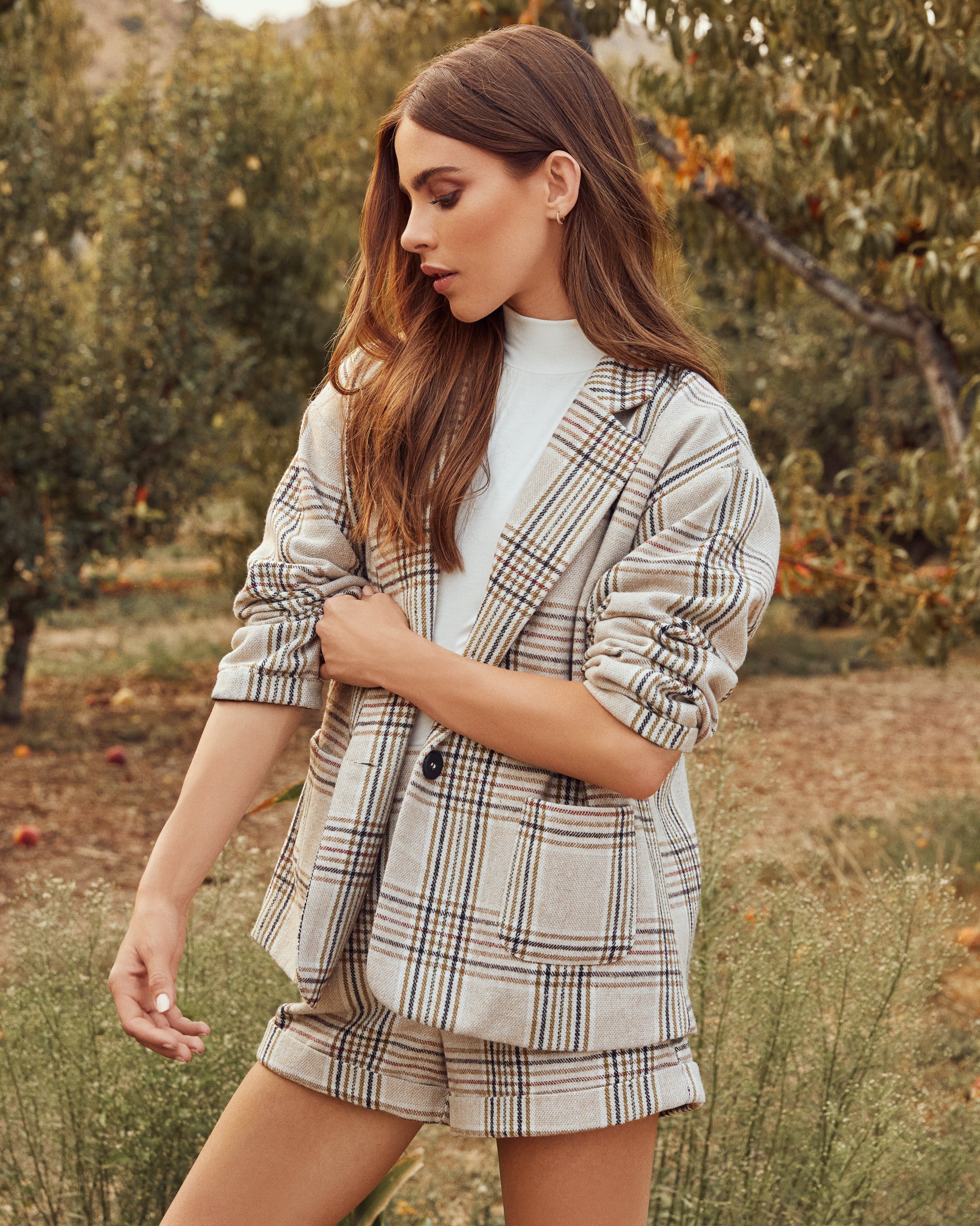 Sylvan Pocketed Plaid Blazer