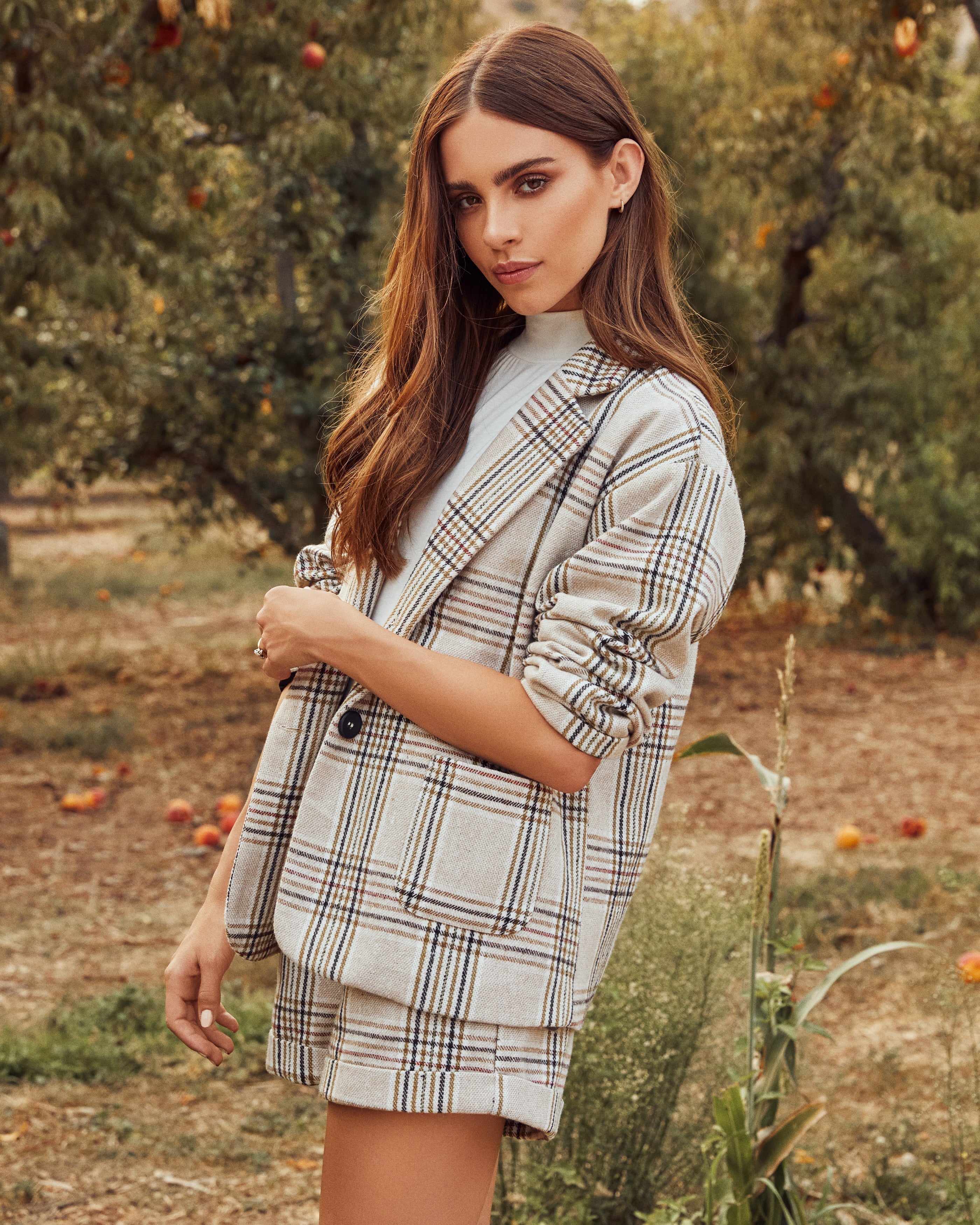 Sylvan Pocketed Plaid Blazer