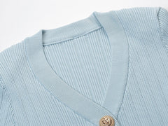 Vida V-neck Knit Cardigan with Gold Buttons