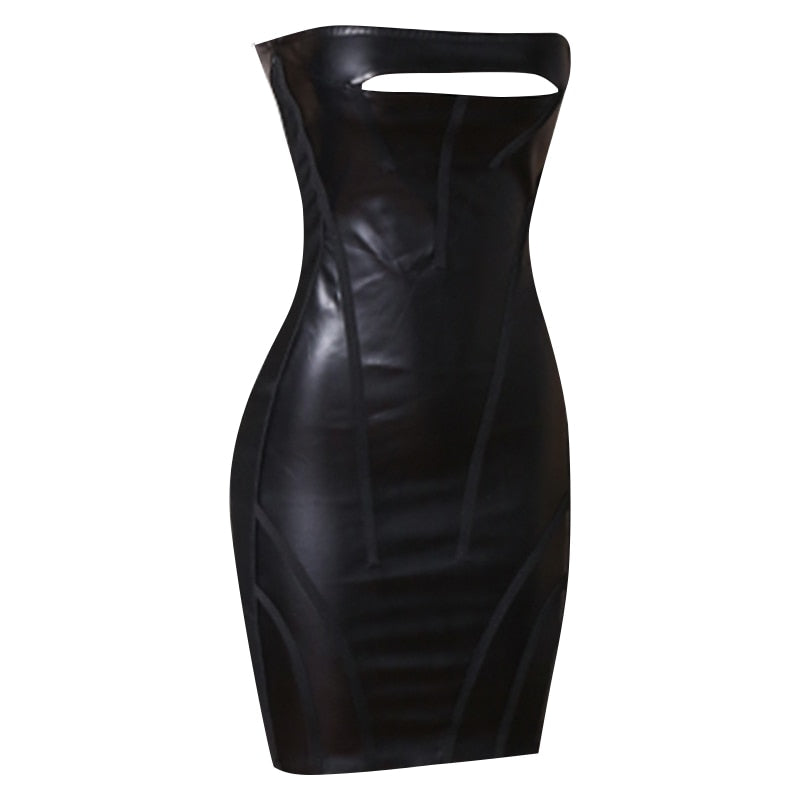 Rylee Vegan Leather Bandage Dress with a Cut Out