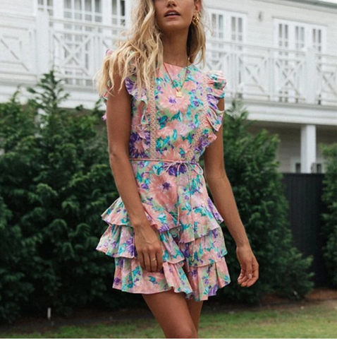 Lake Como Floral Cut Out Dress