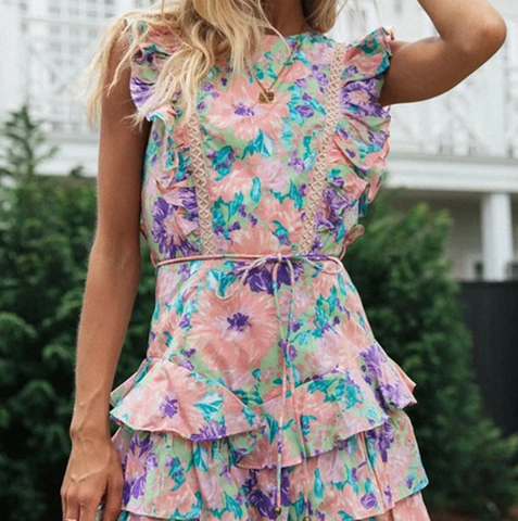 Lake Como Floral Cut Out Dress