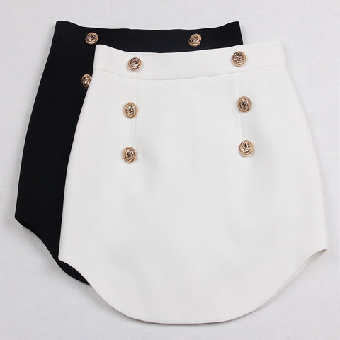 Lesia Mini Skirt with Gold Buttons