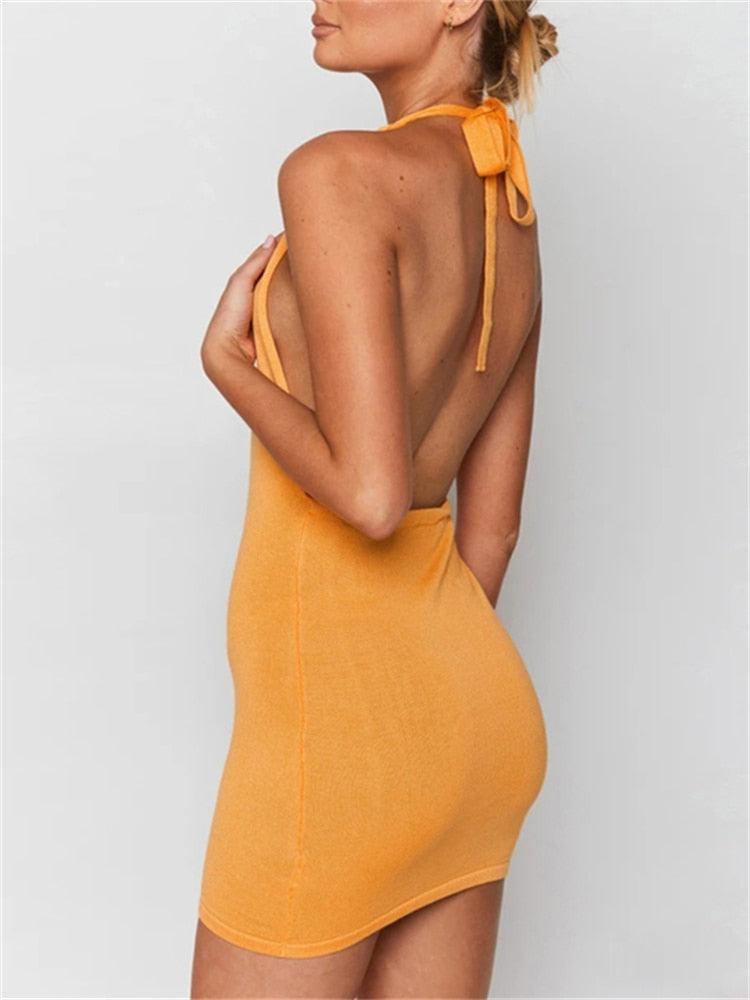 Ember Backless Halter Knit Dress