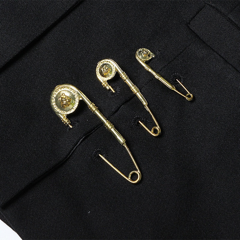 Gold Pins Black Blazer