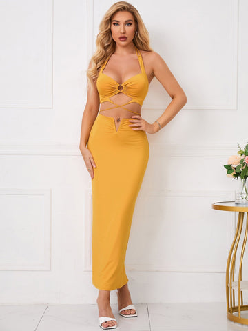 Jaylen Cut Out Halter Two Piece Dress