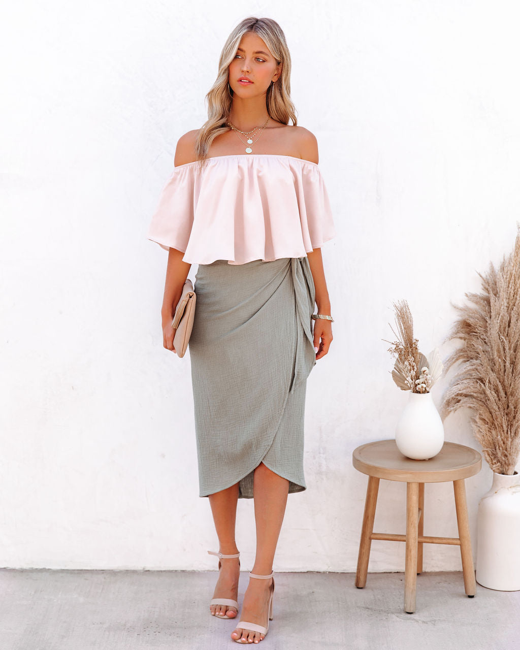 Slow Kiss Off The Shoulder Top - Nude