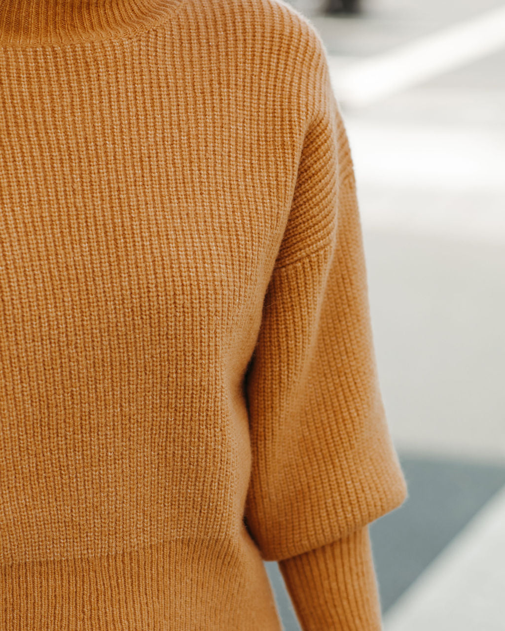 Small Town Mock Neck Knit Sweater - Camel