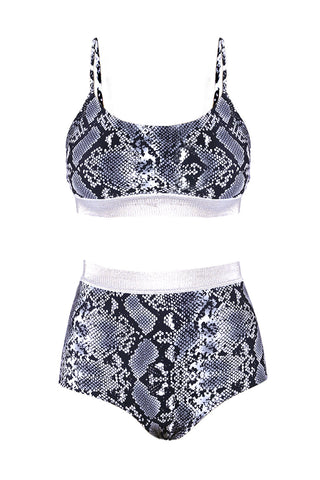 Ensemble bikini deux pièces taille haute à imprimé serpent