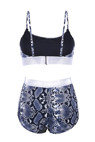 Ensemble bikini deux pièces taille haute à imprimé serpent