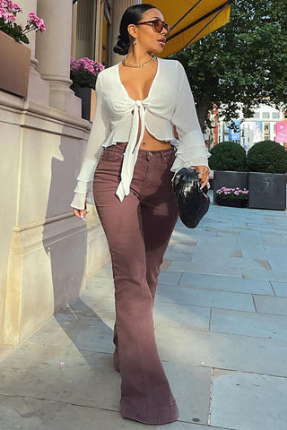 South Of France Trouser Flare Jeans - Chocolate