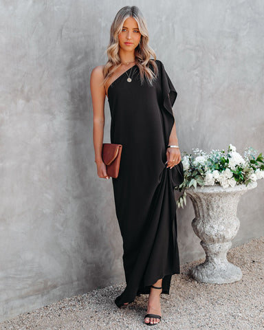 Robe longue asymétrique Strike A Pose - Noir 