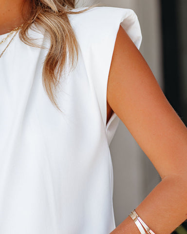 Sugarcoat Padded Shoulder Blouse - Ivory