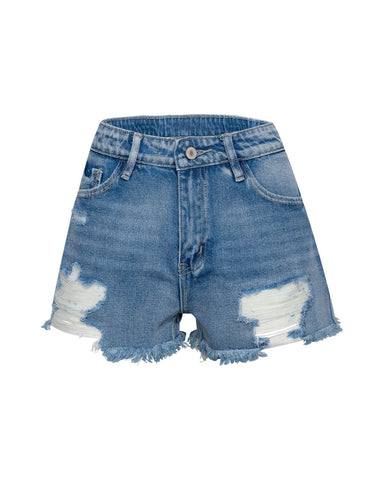 Summa Time Relaxed Cut Off Denim Shorts