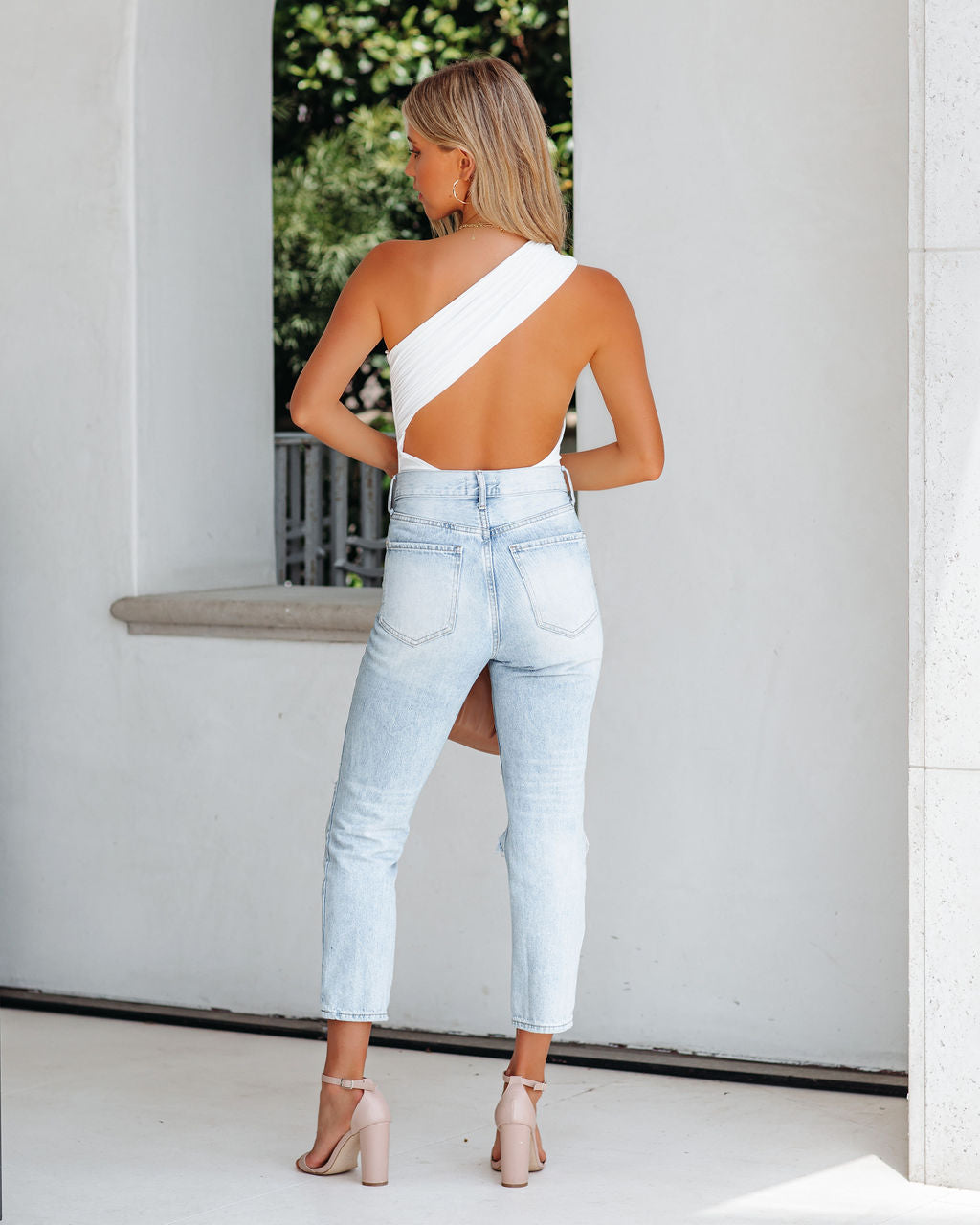 Sun Drenched One Shoulder Knit Bodysuit - Off White