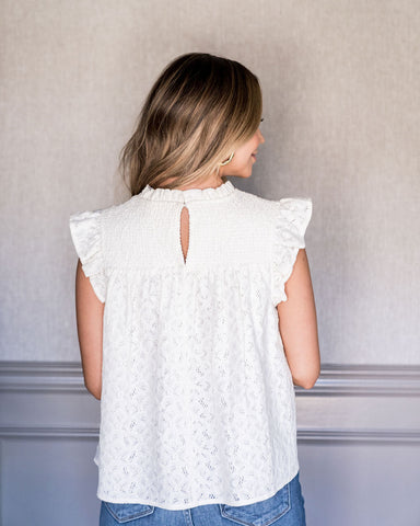 Tatum Smocked Lace Babydoll Top - Ivory