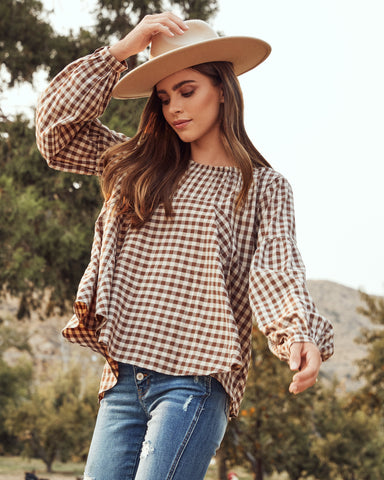 Tensey Checkered Babydoll Blouse