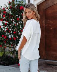 Talise Cotton Button Down Frayed Top - White