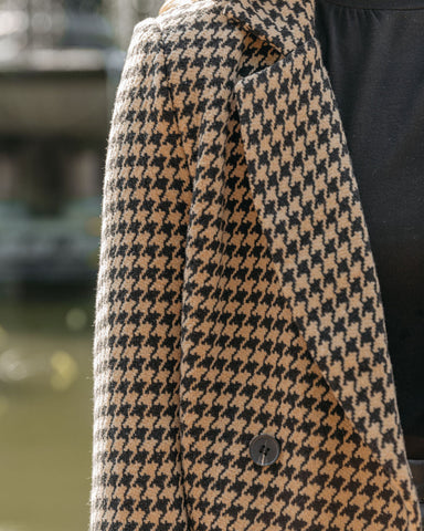 Taxi Pocketed Houndstooth Peacoat