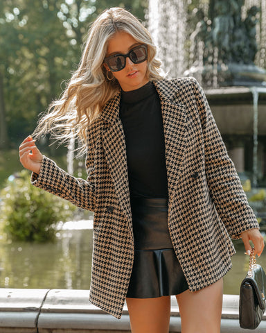 Taxi Pocketed Houndstooth Peacoat