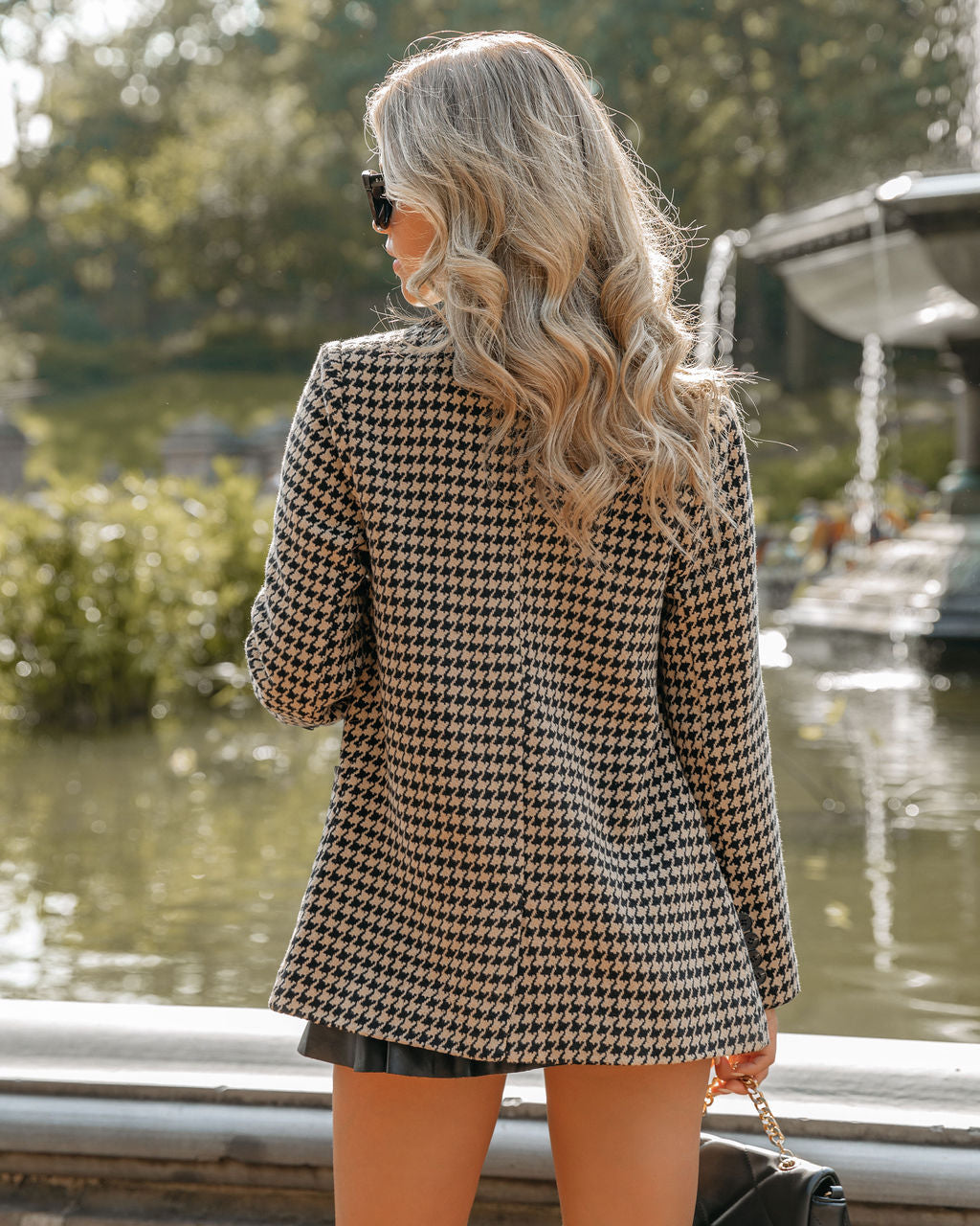 Taxi Pocketed Houndstooth Peacoat