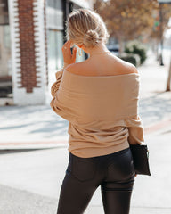 Tess Cashmere Blend Off The Shoulder Sweater - Camel