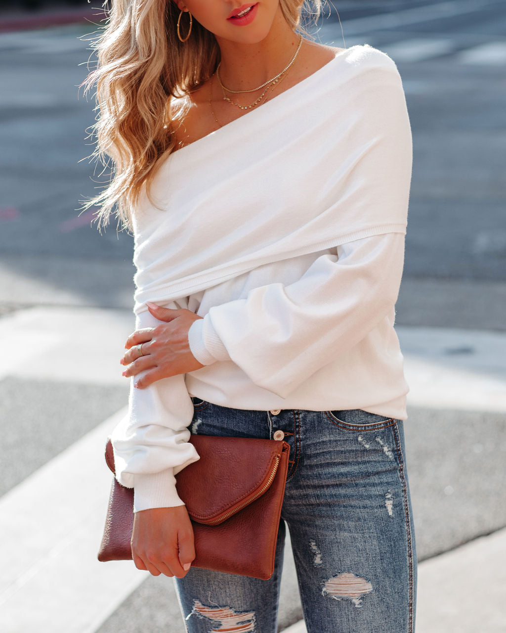 Tess Cashmere Blend Off The Shoulder Sweater - Ivory