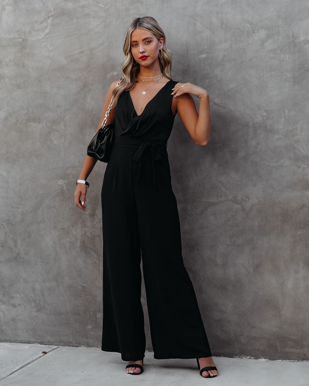 The Essential Pocketed Tie Jumpsuit - Black