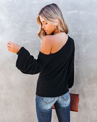 Theory Off The Shoulder Knit Top - Black