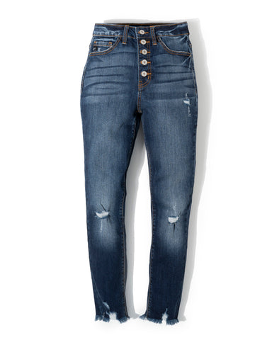 Tilley – Ausgefranste, knöchelhohe Skinny-Jeans mit hoher Taille 