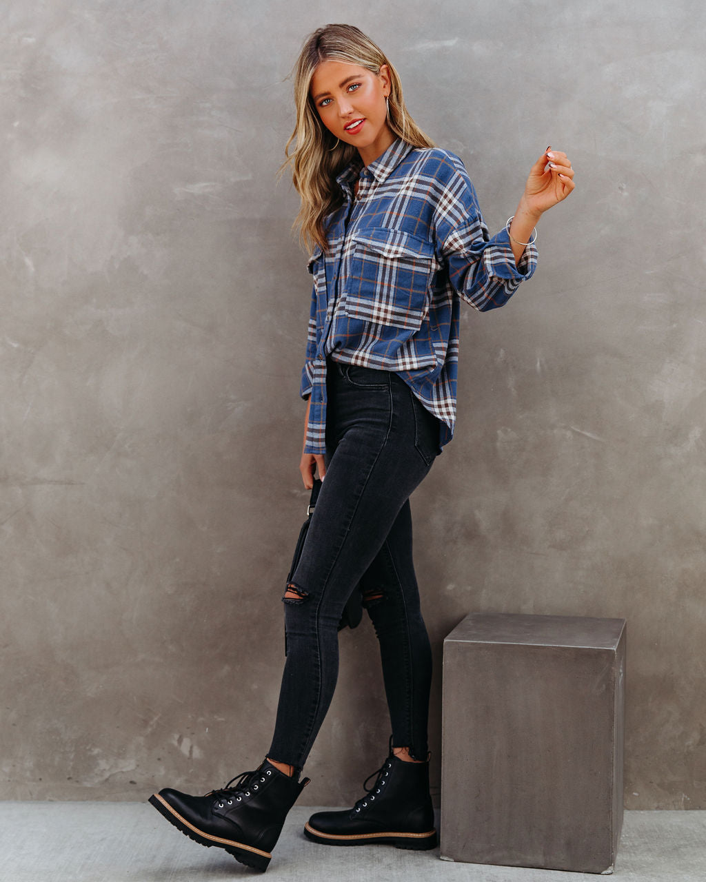 Tomas Cotton Plaid Button Down Top