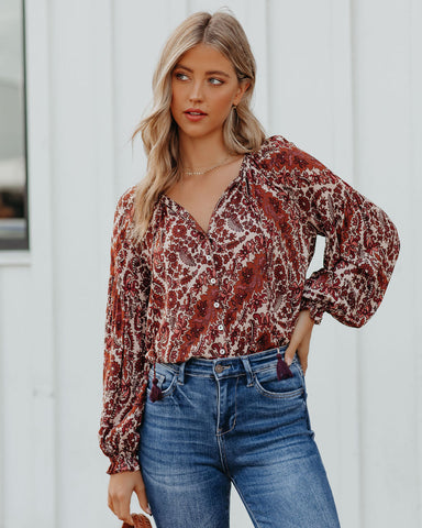 Turned Season Button Down Tassel Blouse