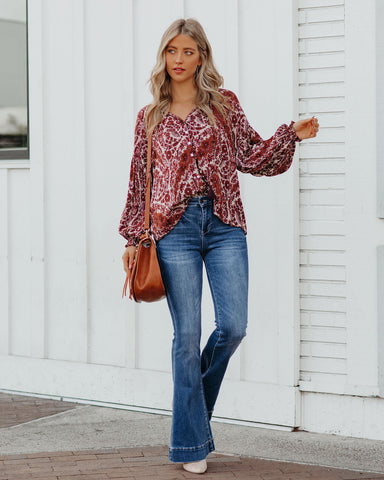 Turned Season Button Down Tassel Blouse