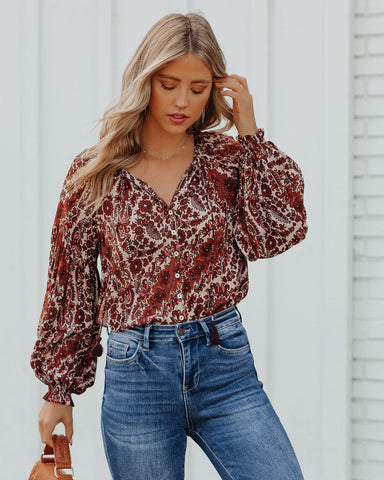 Turned Season Button Down Tassel Blouse