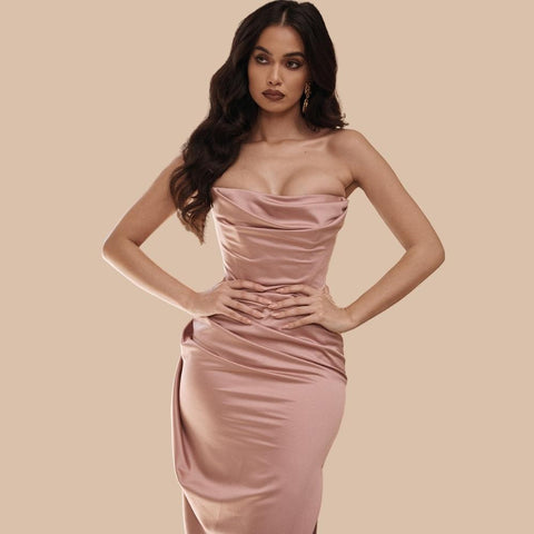 Robe longue en satin Rachel