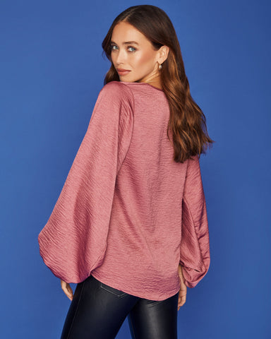 Vada Balloon Sleeve Blouse - Mulberry