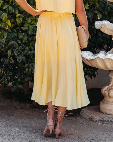 Veronica Pocketed Woven Midi Skirt - Yellow