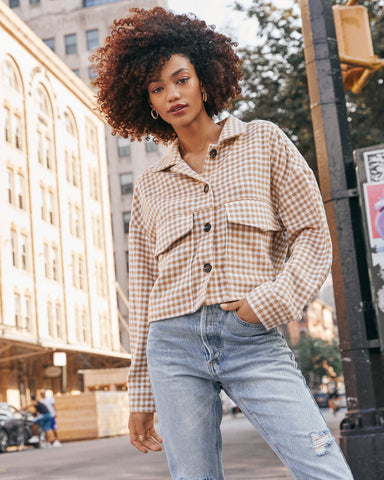 Wilfred Pocketed Gingham Crop Jacket