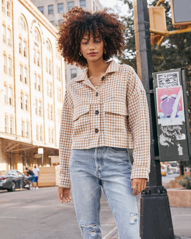 Wilfred Pocketed Gingham Crop Jacket