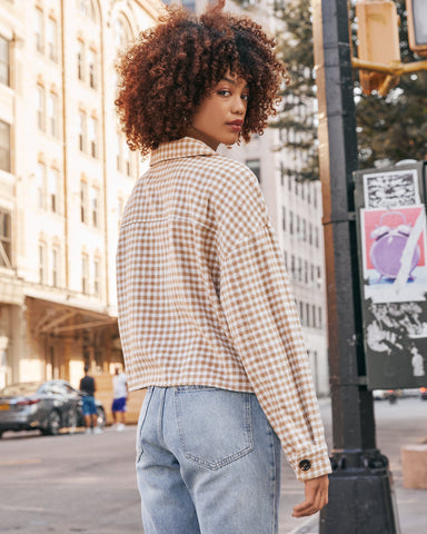 Wilfred Pocketed Gingham Crop Jacket