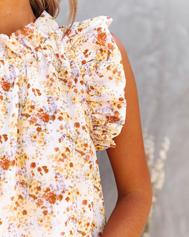 Way With Words Floral Chiffon Ruffle Blouse